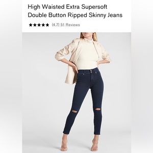 Express High Waisted Extra Supersoft Double Button Ripped Skinny Jeans